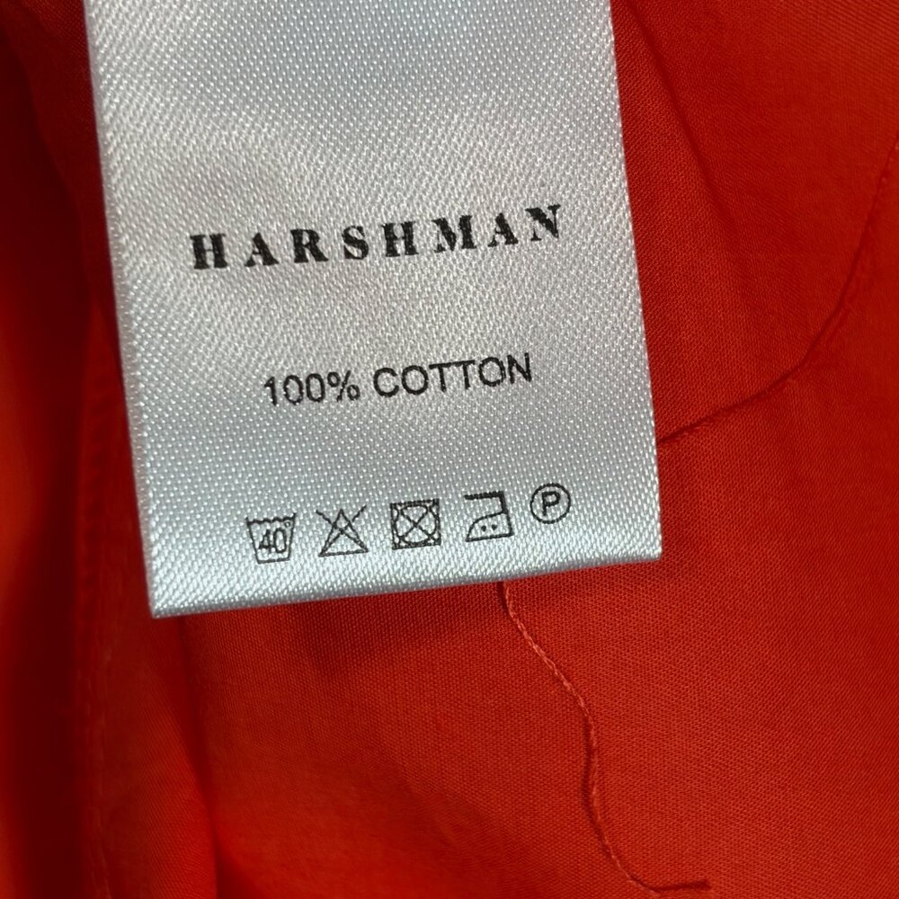Harshman Joelle Blouse 3X Coral Red 100% Cotton Lace Up V-Neck Boho Chic Coastal - Picture 8 of 10